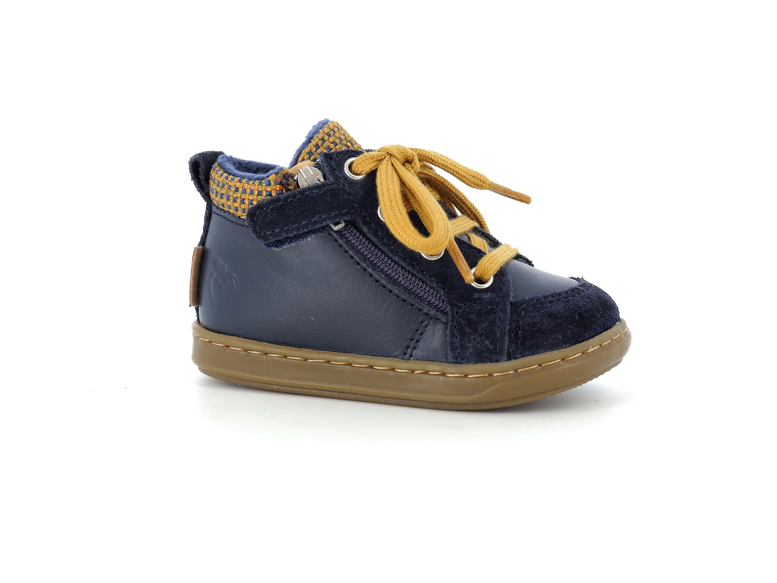Shoopom-BOUBA ZIP WOOL Cuir Bleu-Jaune