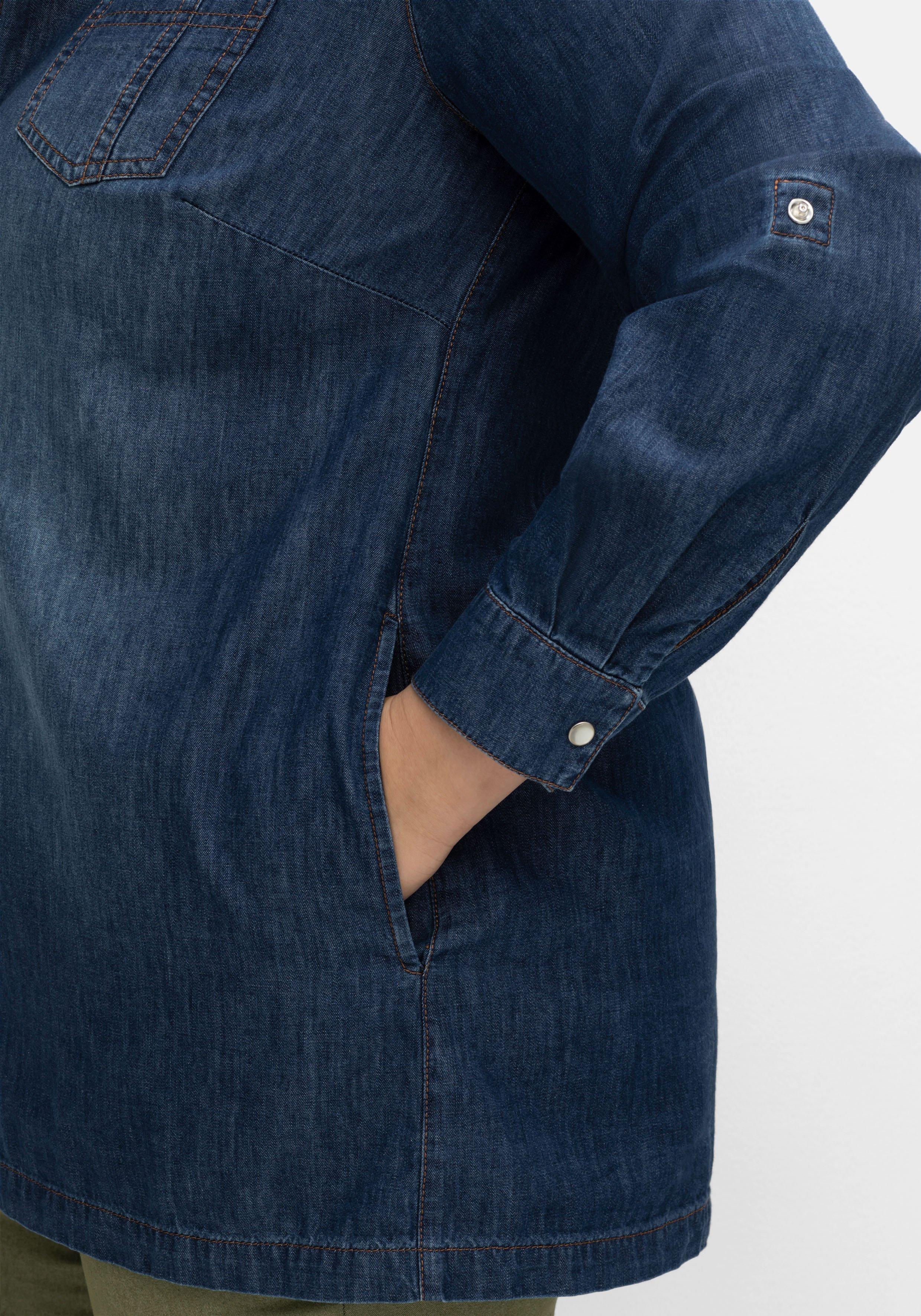 Jeansbluse mit krempelbaren Ärmeln