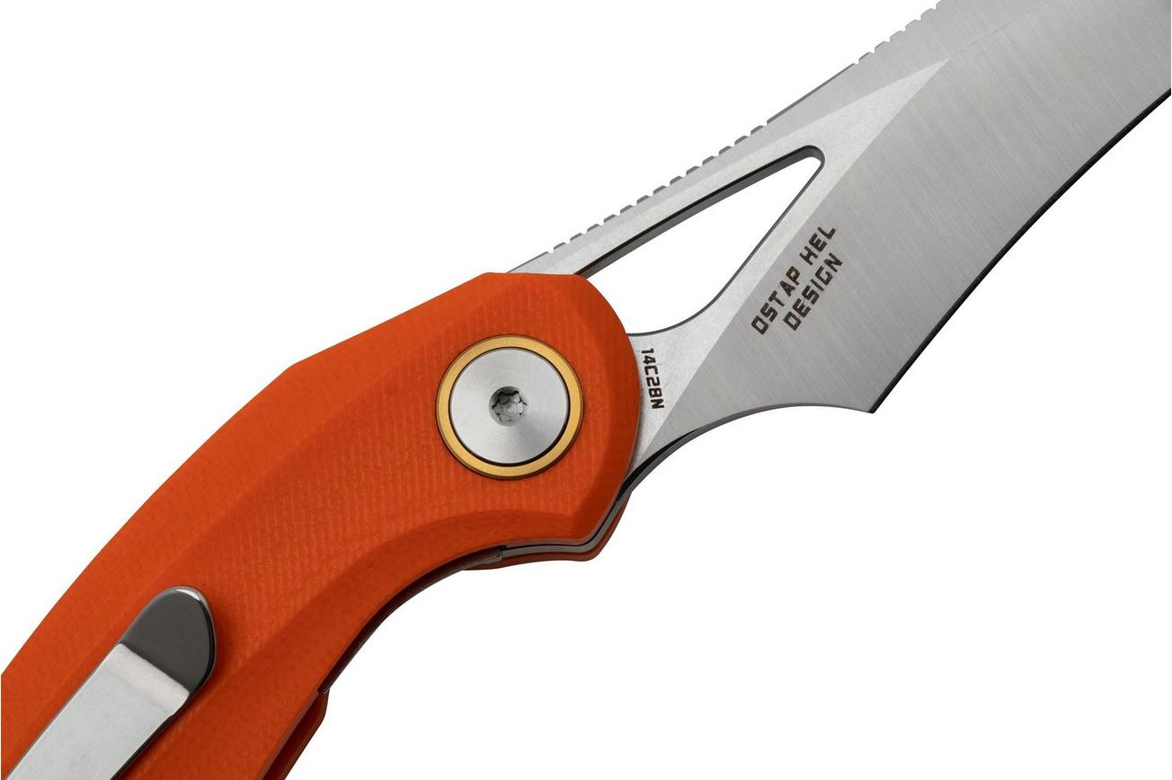 Bestech Bihai Stonewashed Satin, Orange G10 BG53B-1 zakmes, Ostap Hel design