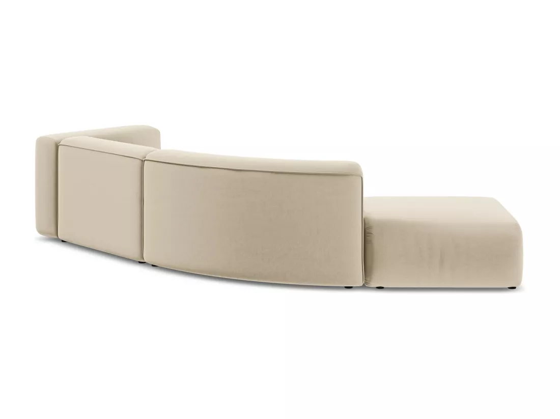 Canapé modulable 4 places gauche en velours - beige clair - EKAHI