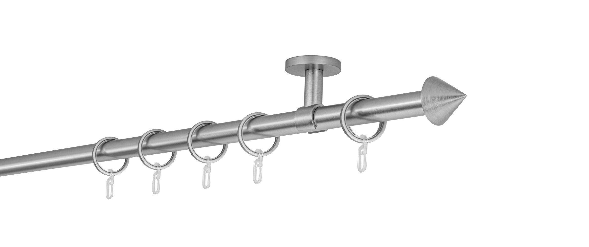 20mm,1-läufig,Rohr,Deckenträger classic,Endstück cone Größe: 100cm, Farbvariante: Edelstahl-Optik