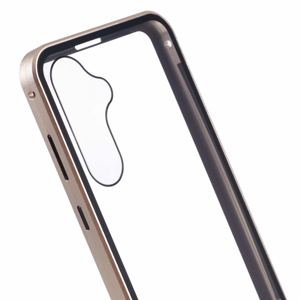 Samsung Galaxy A55 Magnetische Alu Schutzhülle mit Panzer Glas Backcover   Displayschutz (Magnet-Technologie) - Champagner