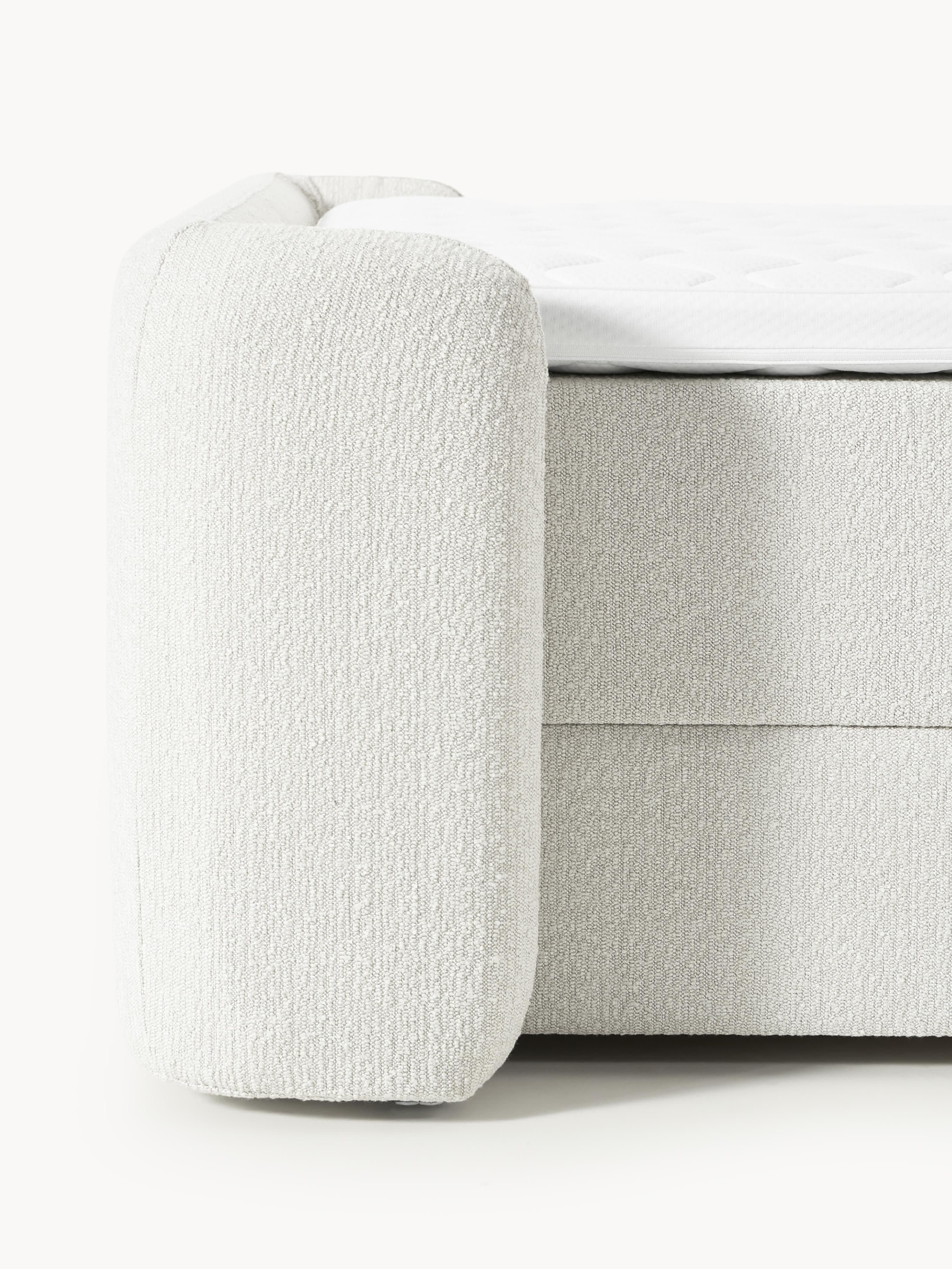 Bouclé boxspring bed Perla met opbergruimte