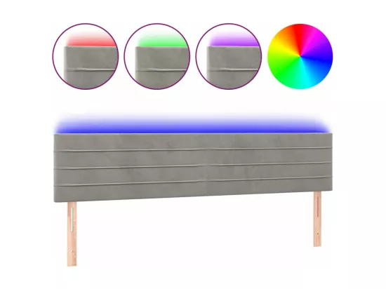 Tête de lit à LED Gris clair 160x5x78/88 cm Velours