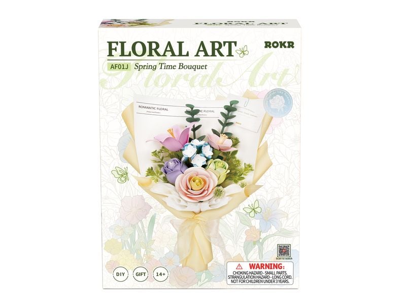 RoboTime Bausatz Spring Time Bouquet 165-teilig 3D-Puzzle aus lasergeschnittenen Holzteilen