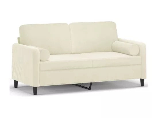 Canapé 2 places avec oreillers décoratifs crème 140 cm velours