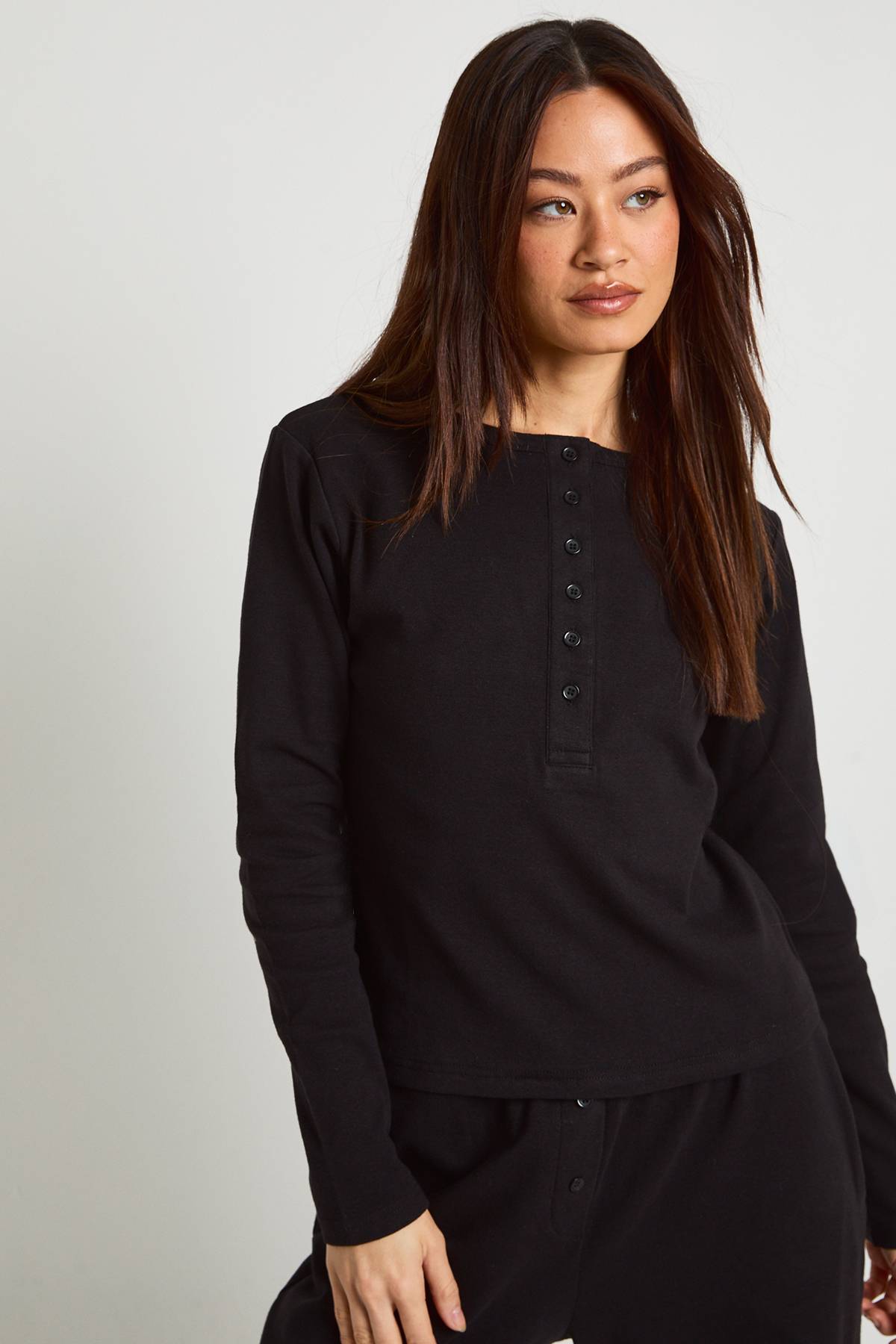 boohoo Ensemble Haut Col Rond Boutonné Et Pantalon En Coton Pour Femme Grande Taille