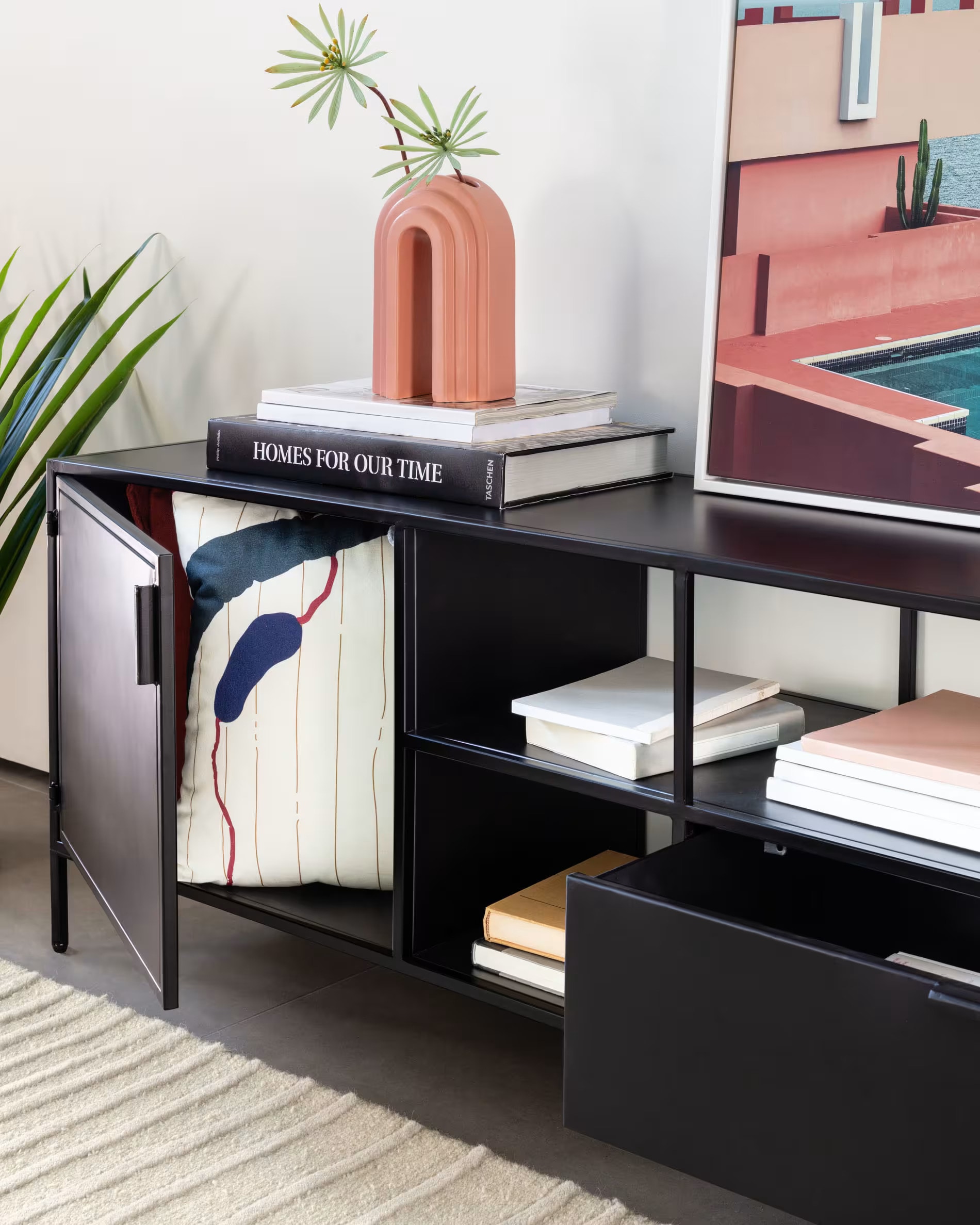 Kave Home Lowboard SHANTAY 150 x 50 cm Stahl schwarz