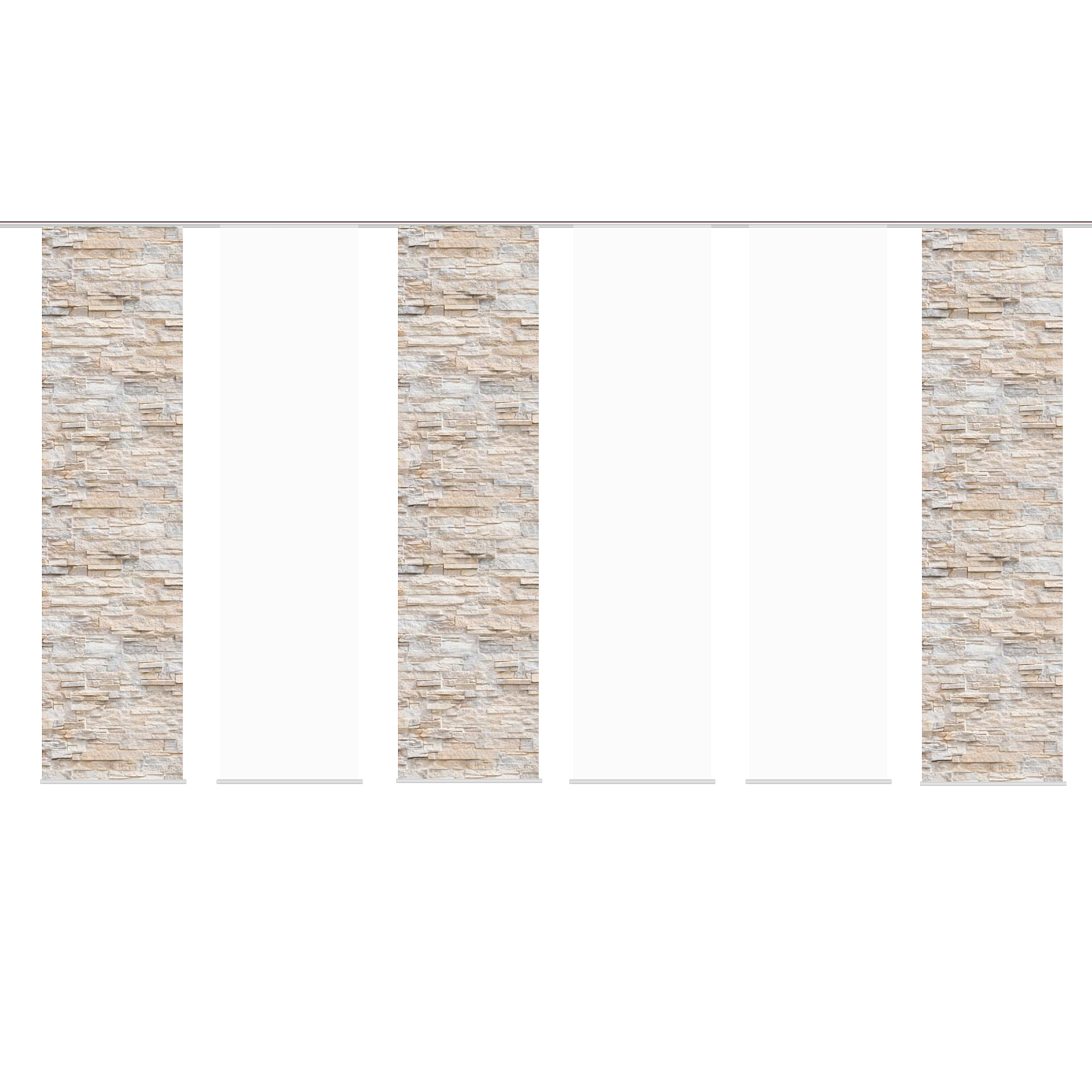 6-teiliges Schiebevorhang-Set WALLI - naturfarben - je 60x245 cm