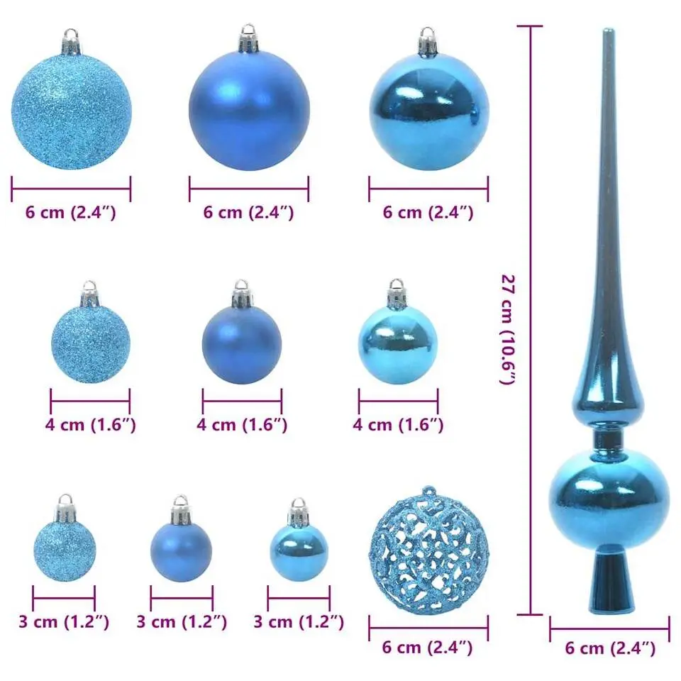 vidaXL - 120-delige Kerstballenset met 300 LED - Blauw - Kunststof