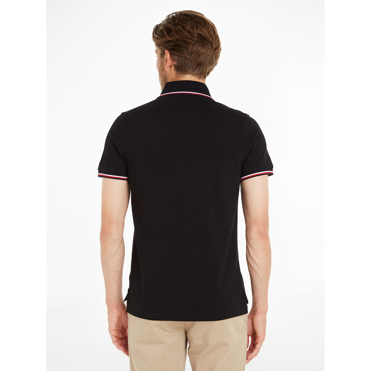 TOMMY HILFIGER<br>Polo slim em malha piqué Tommy Tipped