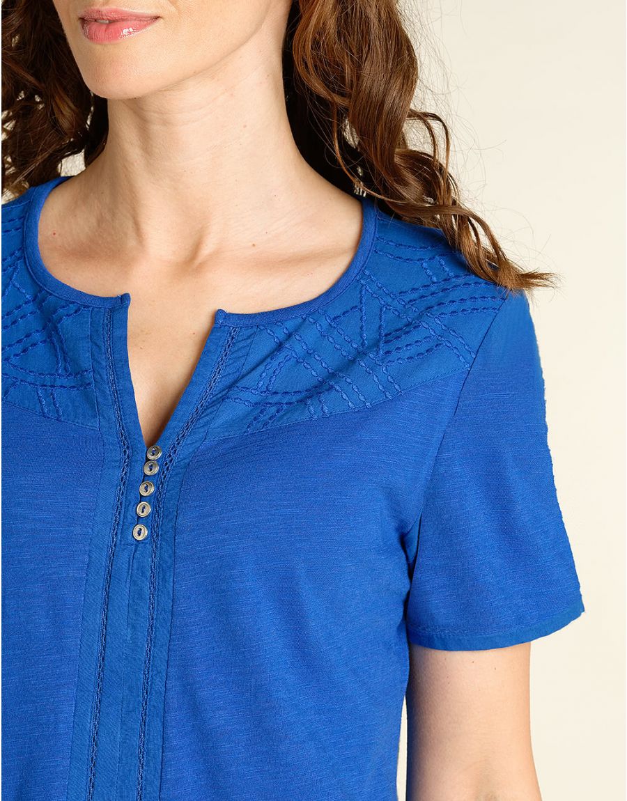 T-Shirt bleu roi brodé