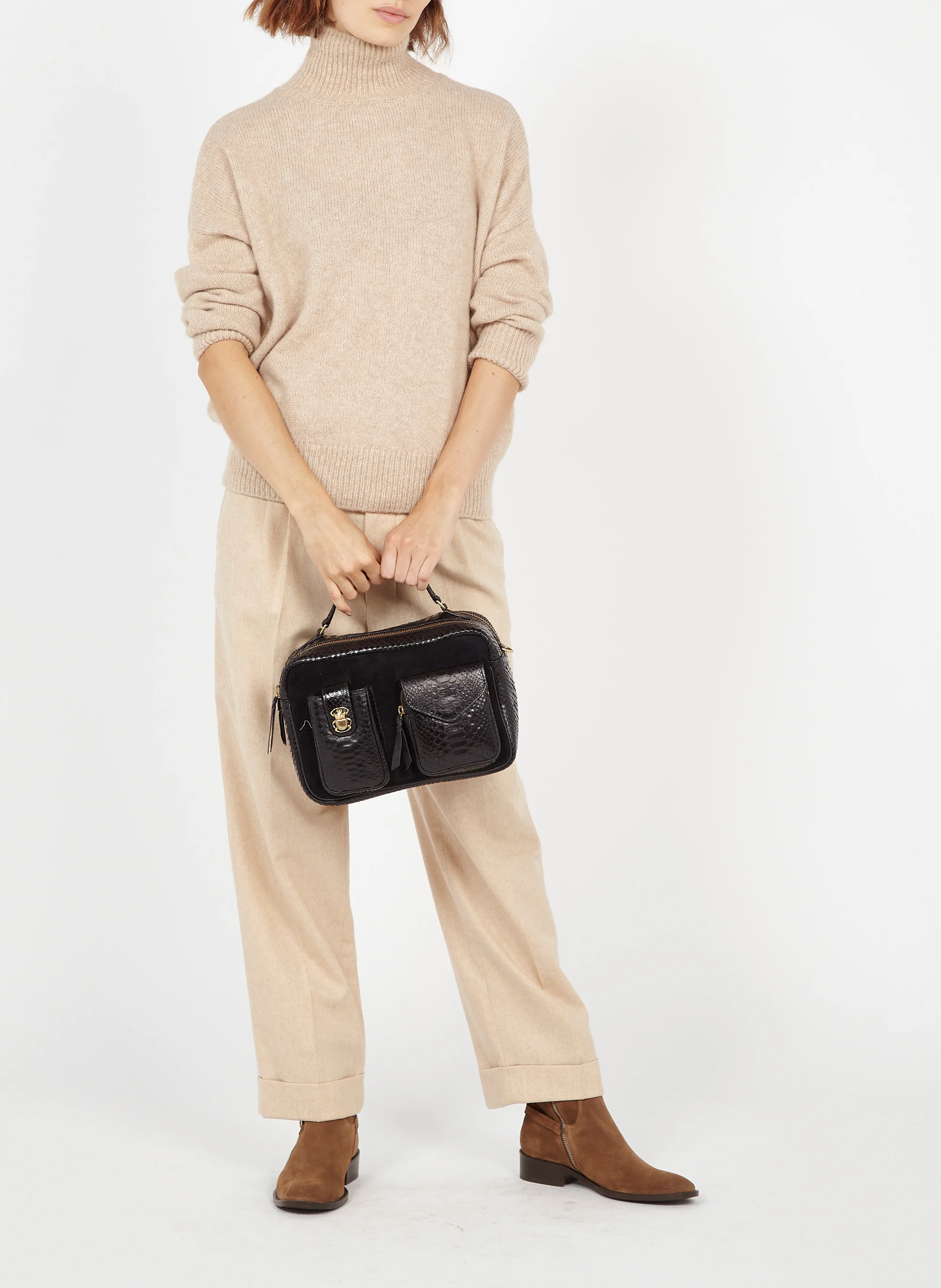 CESAR - Sac bandoulière en python | Noir