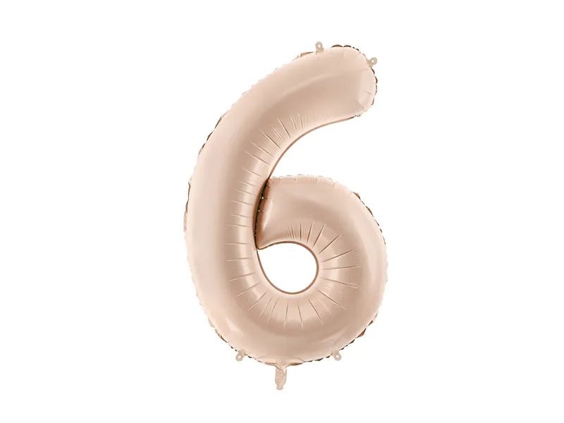6 Jaar Cijfer Ballon Beige Glans Leeg 72cm