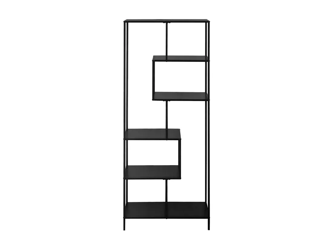 Etagère bibliothèque asymétrique 6 étages en métal noir INDUSTRIELLE L 77 x P 33 x H 185cm