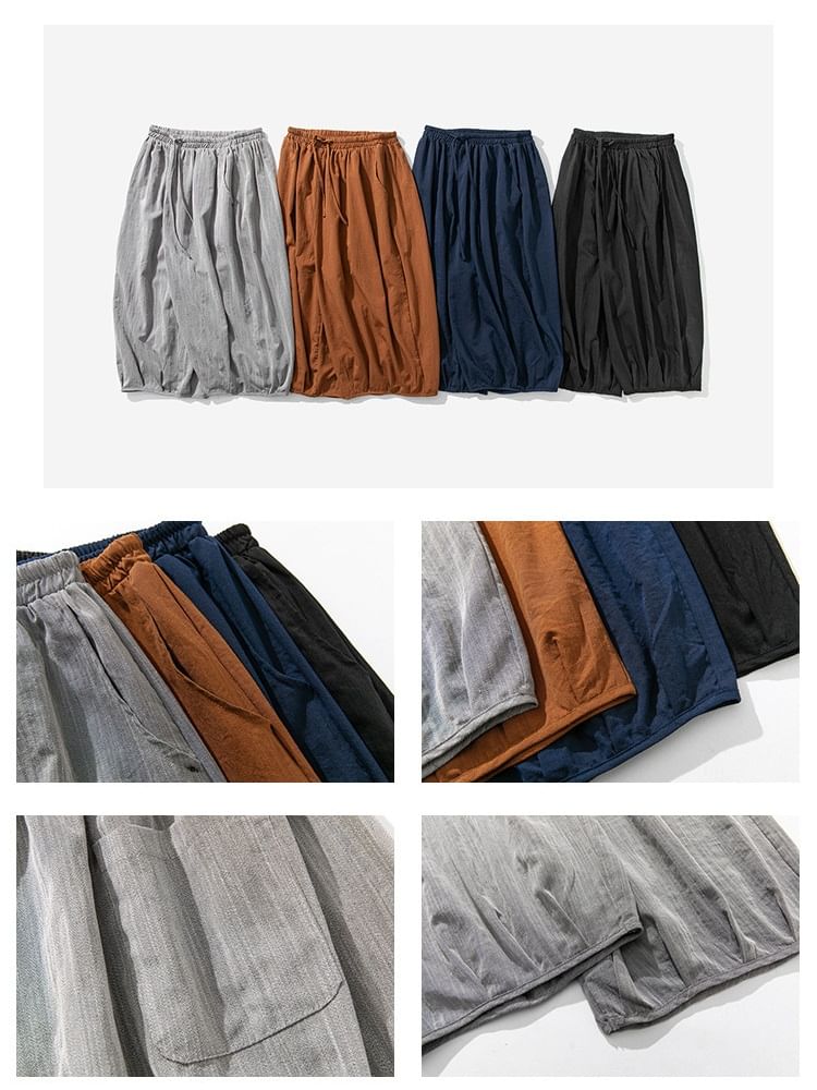 Sparrow Farm - Effen cropped harembroek met trekkoord in de taille