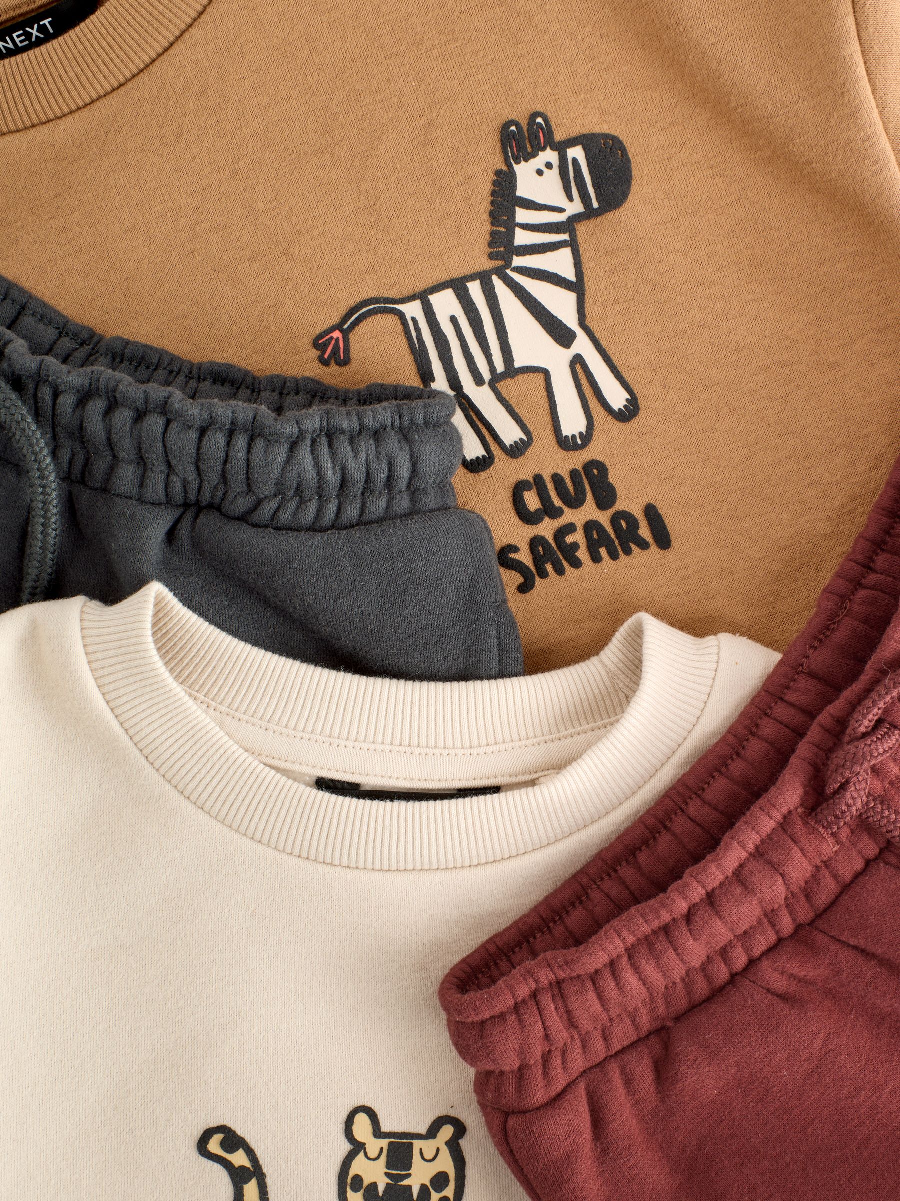 Lichtbruin/Ecru/Antracietgrijs - Set met sweatshirt en joggingbroek (3mnd -7jr)