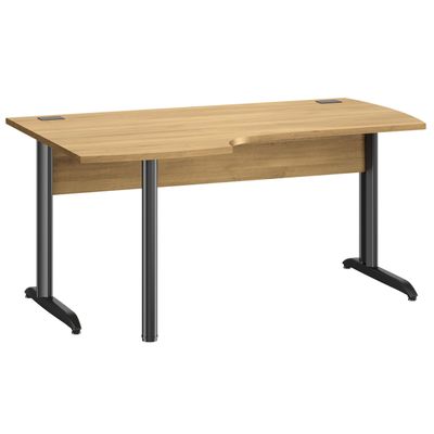 Bureau compact à gauche JAZZ+ - 160 cm - Pieds métal - chêne du bocage