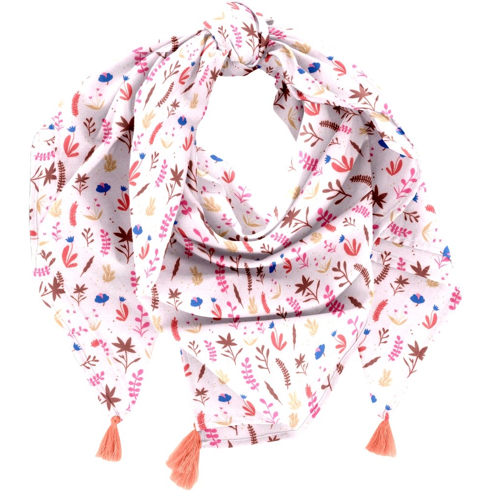 Foulard Pompon Herbier Rose