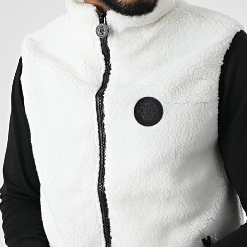 Veste Zippée Fourrure Mouton Sans Manches Pecora Blanc