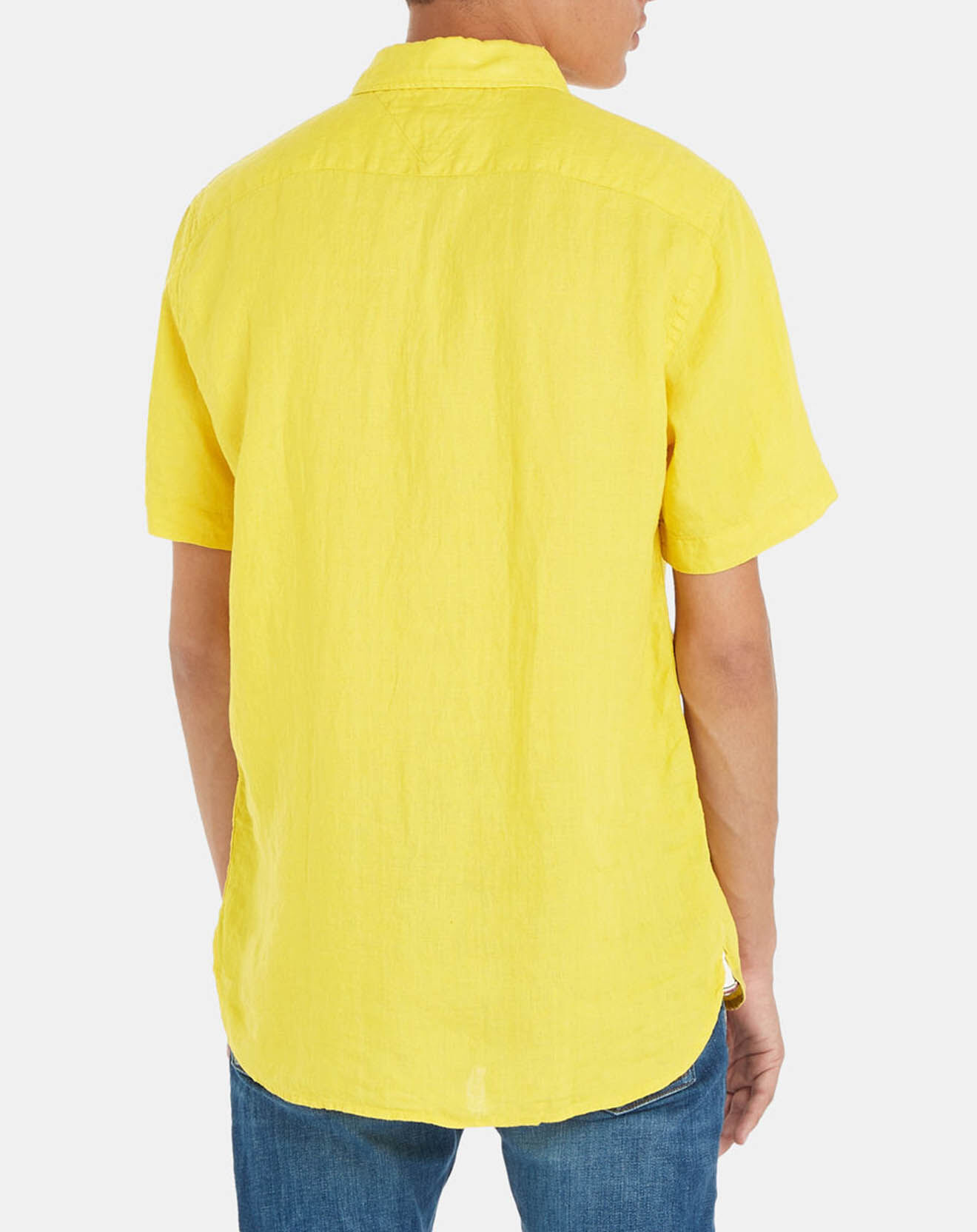 Tommy Hilfiger Chemise droite 100% Lin Pigment Dyed jaune