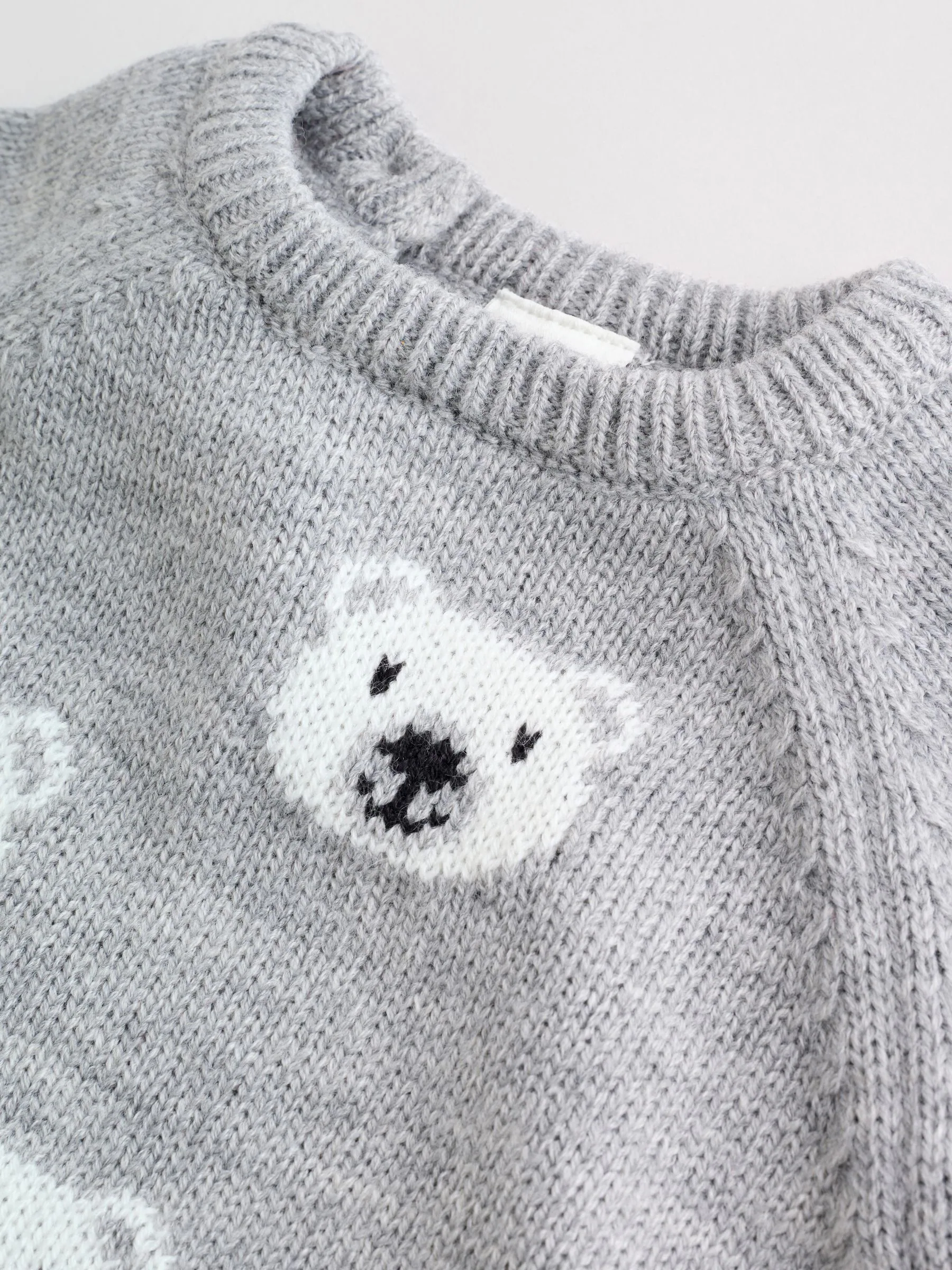 Grijze beer - Babyset van gebreide top en legging (0mnd-2jr)