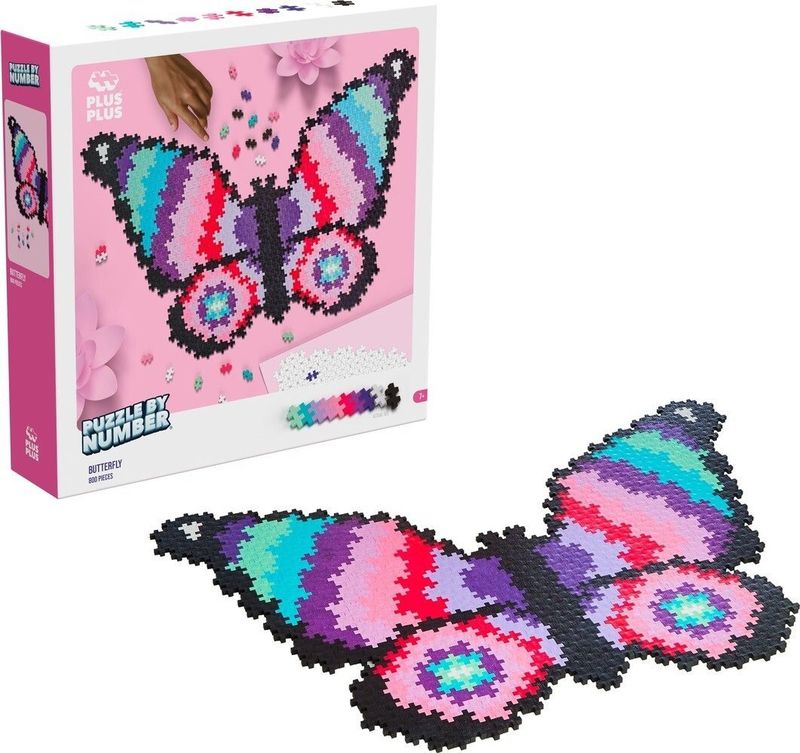 Plus-Plus - Puzzle by Number - Vlinder - Constructiespeelgoed - Kleurrijk