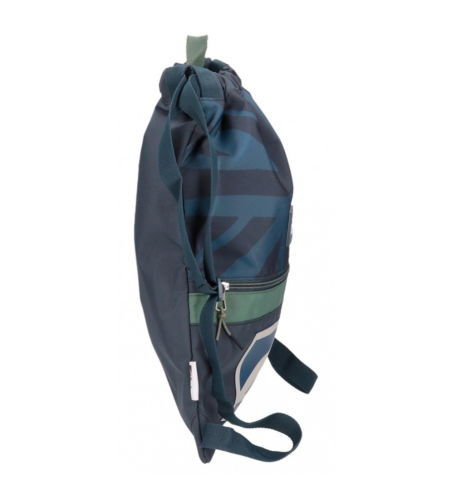 Mochila com cordão Pepe Jeans, modelo Tom, azul escuro.
