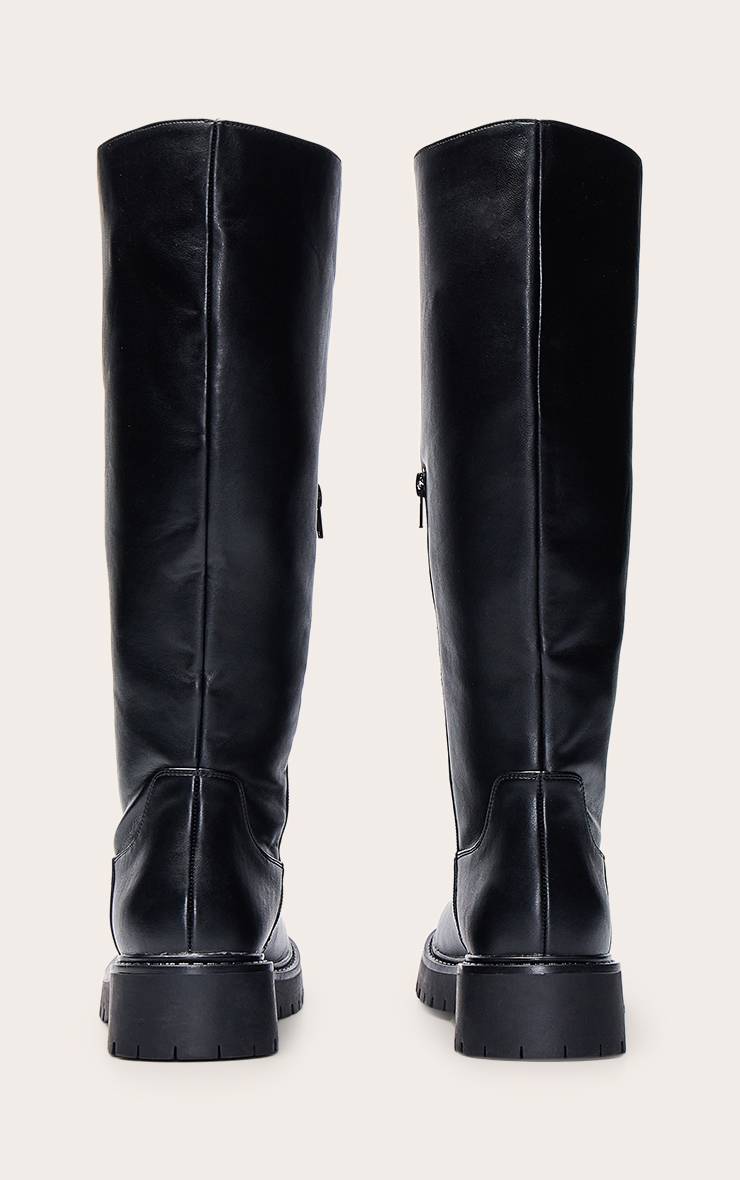 Noir Botte Montante À Semelle Crantée Épaisse
