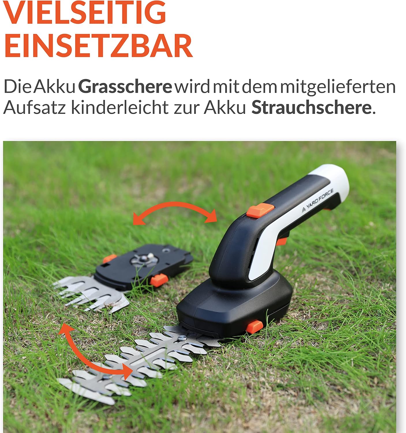 Yard Force VITA Gartenwerkzeug Set 6-teilig inkl. Koffer I Elektrische Grasschere mit 4Ah Akku & Ladegerät I Hochwertige Gartengeräte für kleine Gärten und Balkon