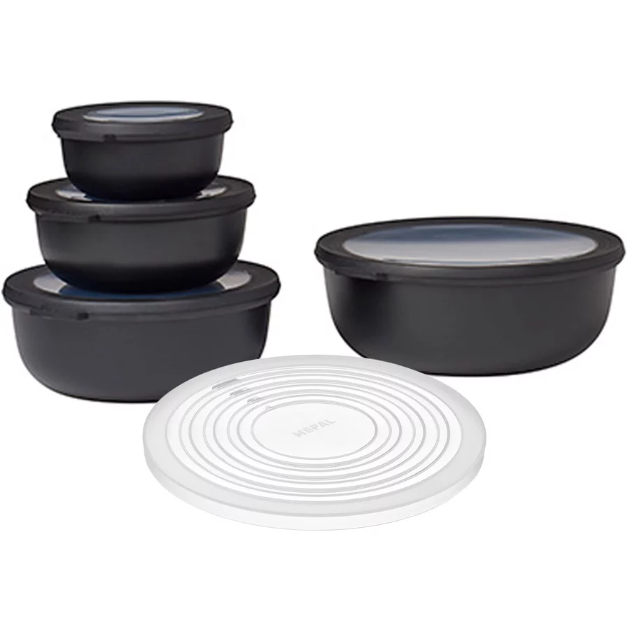 Mepal Multischüssel-Set mit Mikrowellendeckel Cirqula schwarz