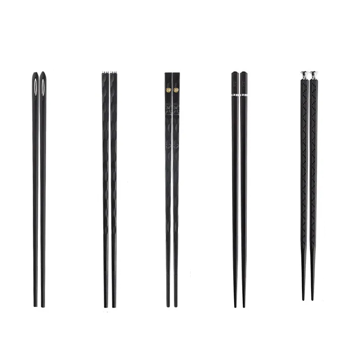 (5 Paar) 24cm Essstäbchen Chinesische Chopsticks Asiatisches Besteck Japanische Hashi - Schwarz
