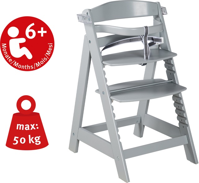 roba® Hochstuhl »Treppenhochstuhl Sit Up Click & Fun, taupe« () aus Holz