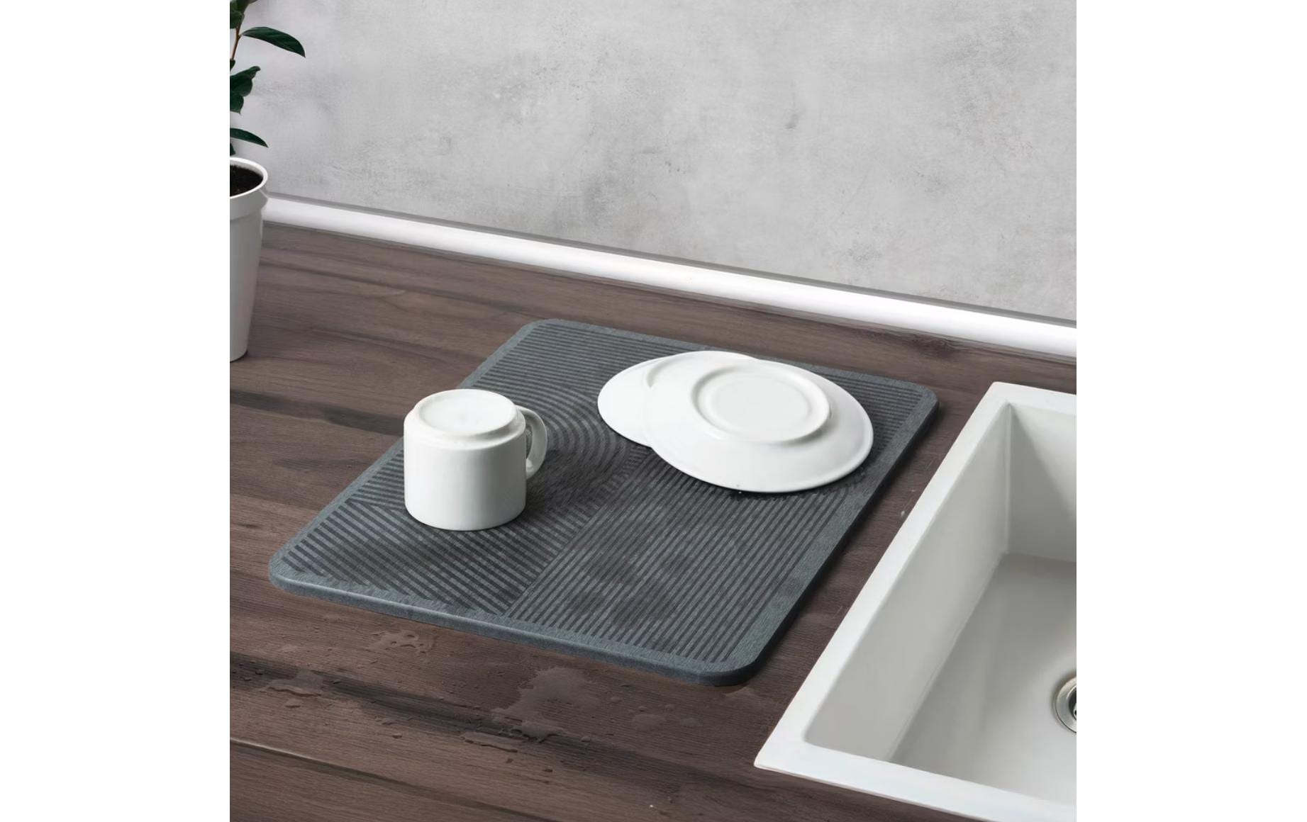 Abtropfmatte Damon 40 x 30 cm, GrauDiatomit Abtropfmatte
