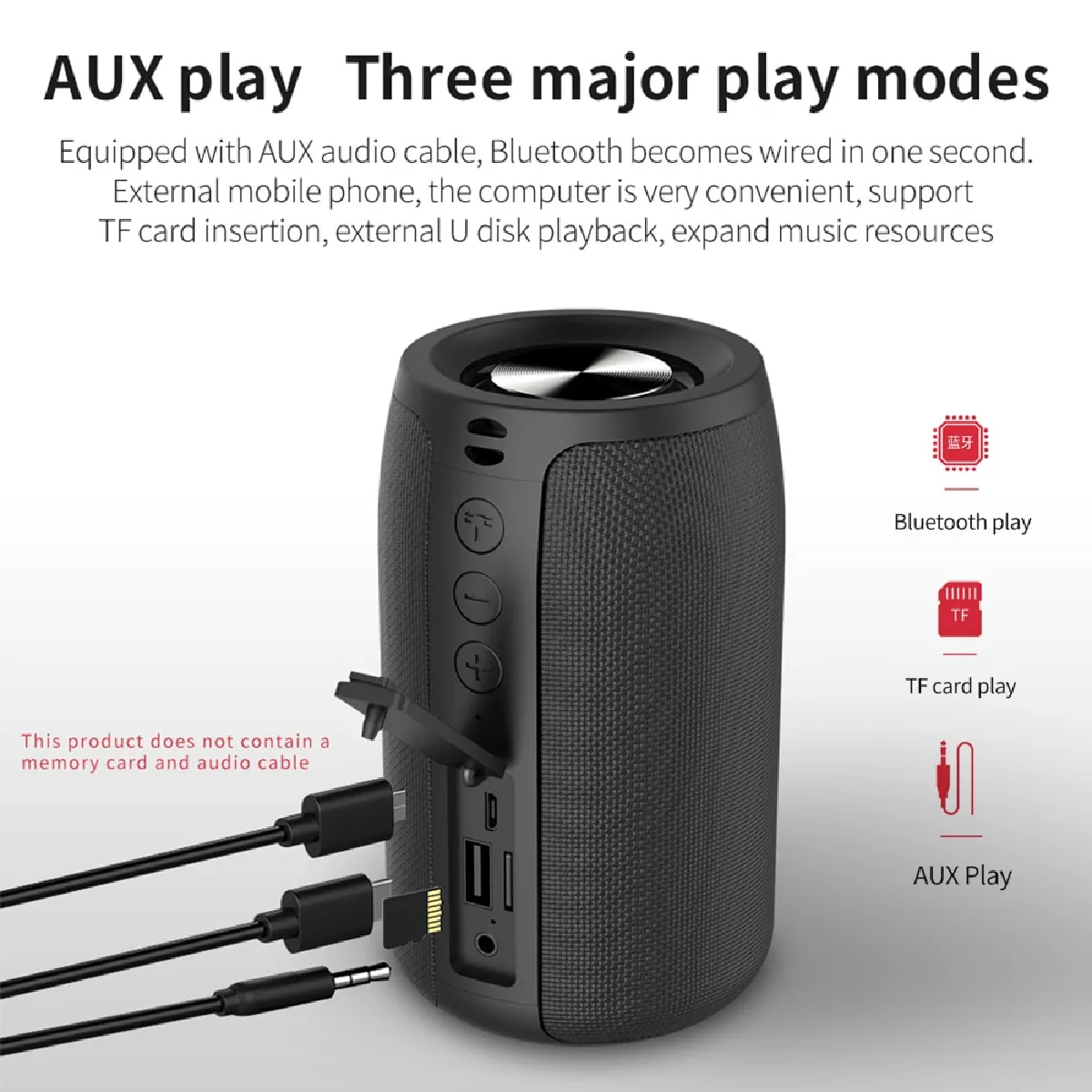 Universal Haut-parleur Bluetooth - 3D Basses stéréo - Multi-entrée - Noir