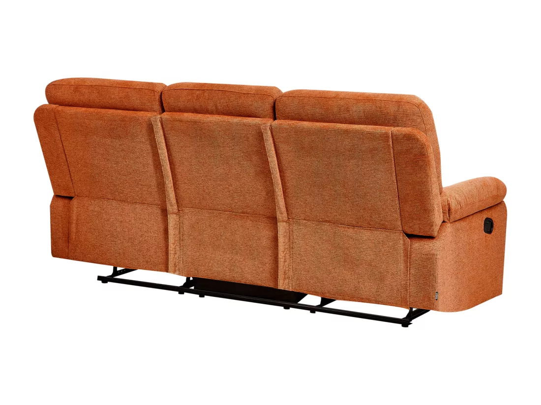 Canapé inclinable manuellement 3 places en tissu orange BERGEN