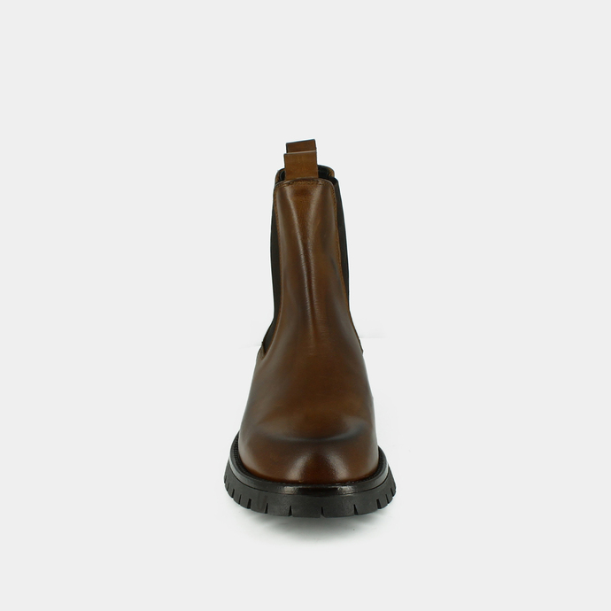 Bottines à plateformes  en cuir marron