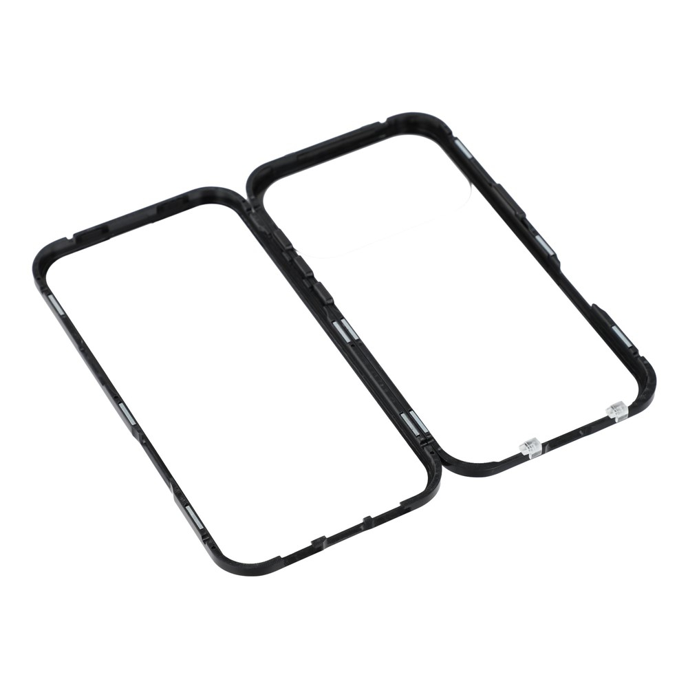 iPhone 17 Pro Magnetische Alu Schutzhülle mit Panzer Glas Backcover   Displayschutz (Magnet-Technologie) - Schwarz