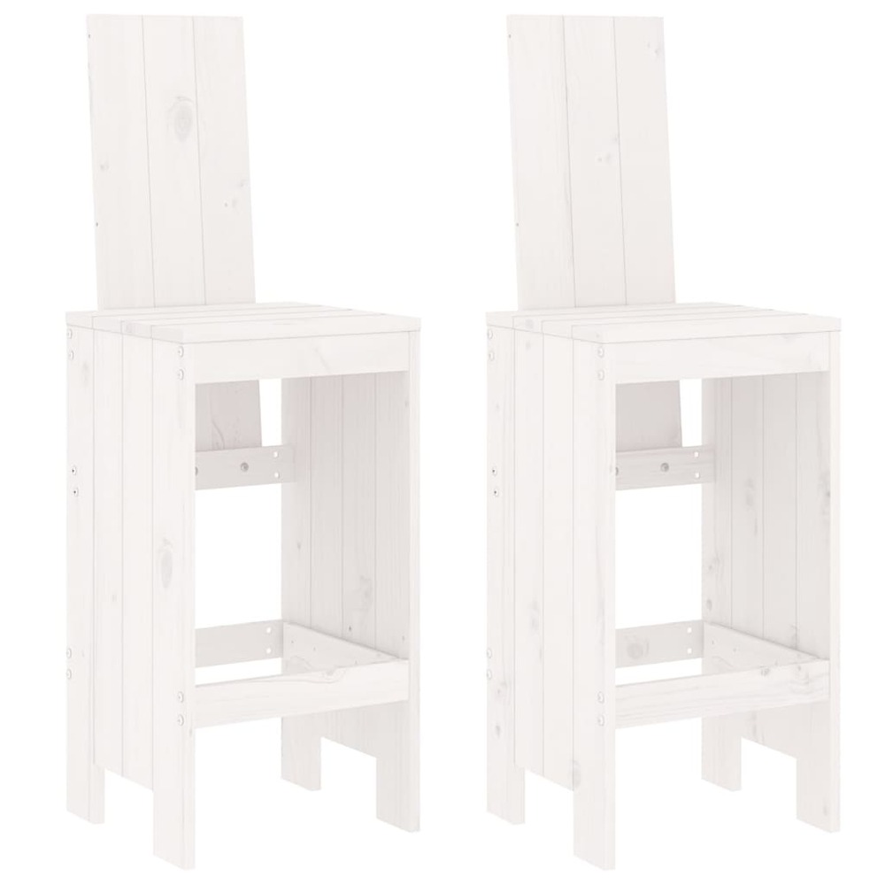 Tabourets de bar 2 pcs blanc 40x42x120 cm bois massif de pin