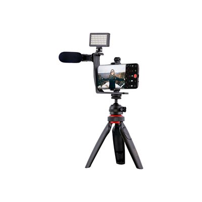 T'nB Influence - Pack Vlogger vidéo avec mini-trépied, support smartphone, micro, projecteur LED et télécommande Bluetooth