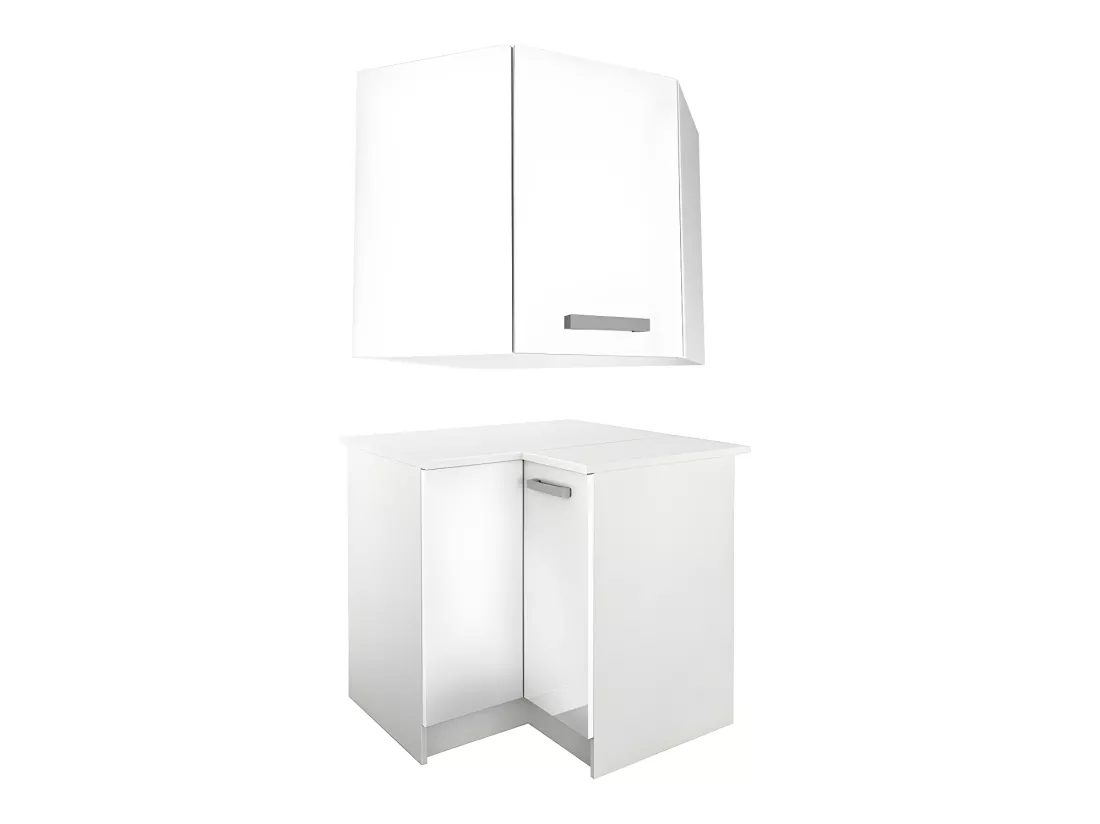 Cuisine complète d'angle réversible - Avec plan de travail 208 x 268 cm - Blanc brillant - TRATTORIA