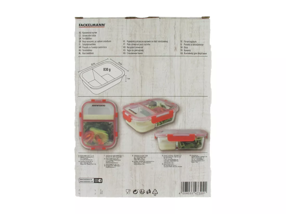 Boîte à repas en verre avec deux compartiments 1000 ml Fackelmann Move