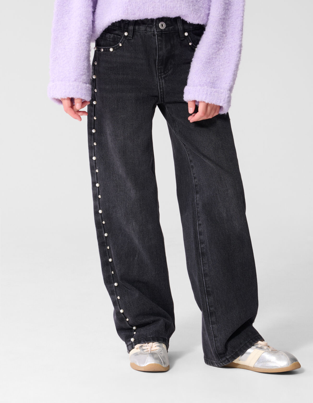 Big Stud Wide Leg Fit Jeans Zwart