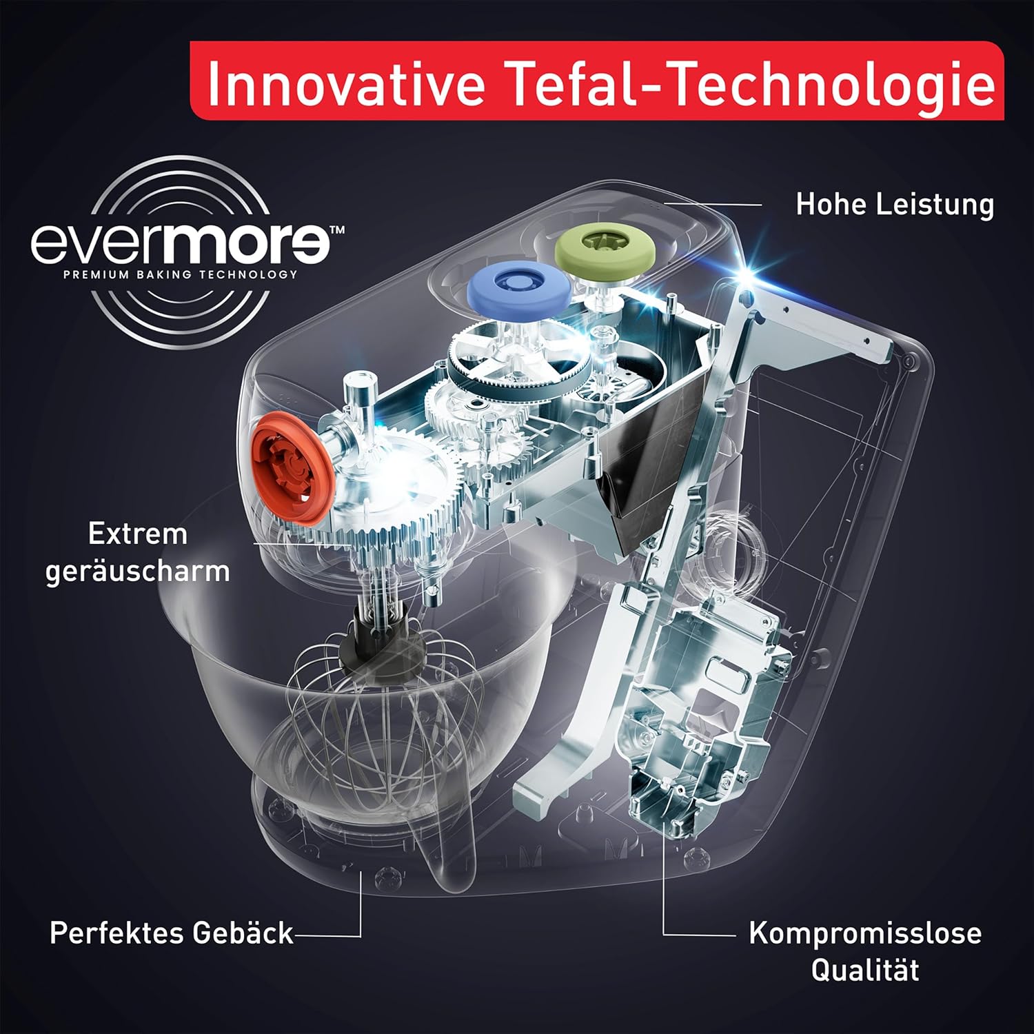 Tefal Coach Küchenmaschine, 1200 W, 8 Auto-Programme, inkl. Back-Zubehör und App, personalisiertes Erlebnis, planetarisches Rührsystem, Schwarz/Silber, QB900838