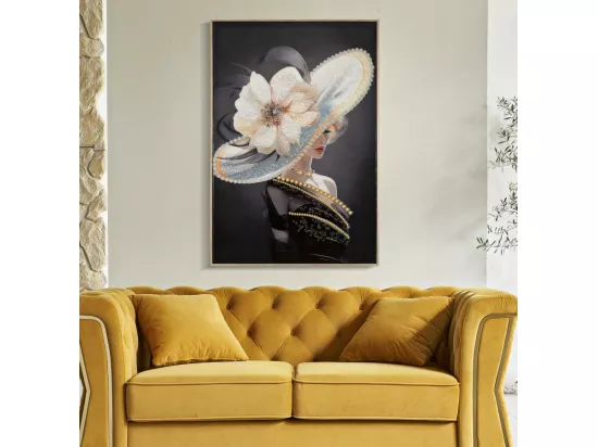 Peinture sur toile laquée avec cadre 62x4x92 cm