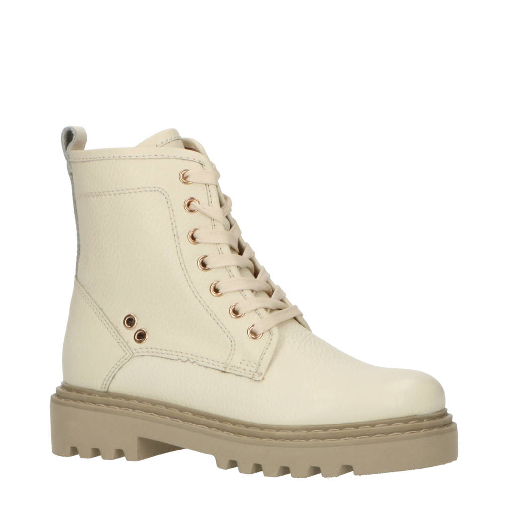 PS Poelman leren veterboots beige