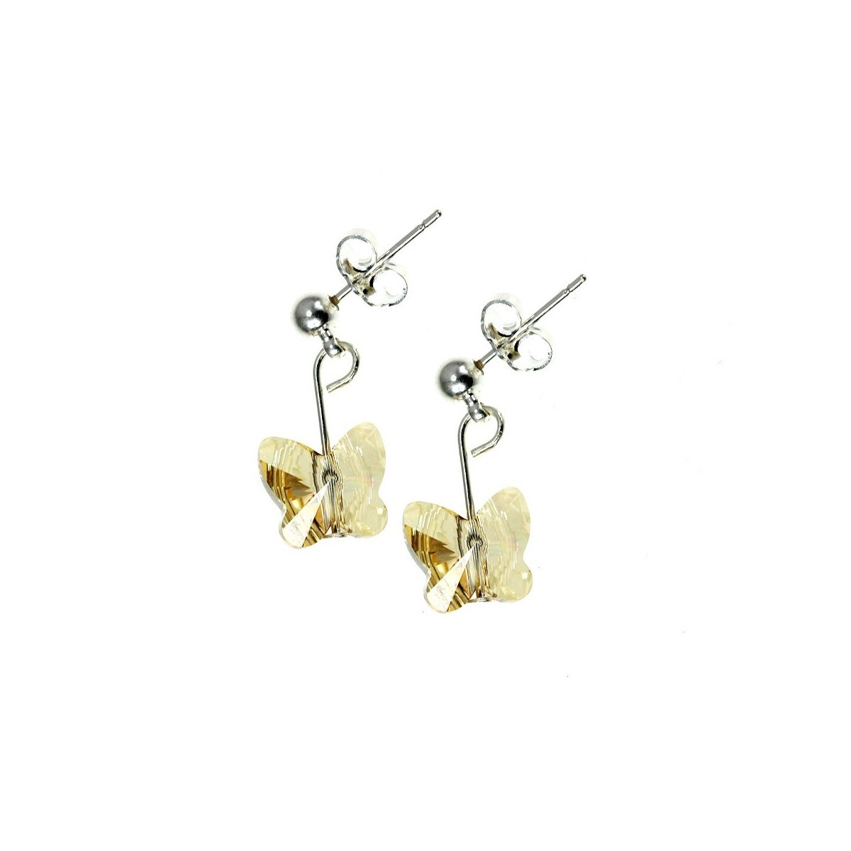 Boucles d'oreilles papillons SC Crystal ornées de Cristaux scintillants