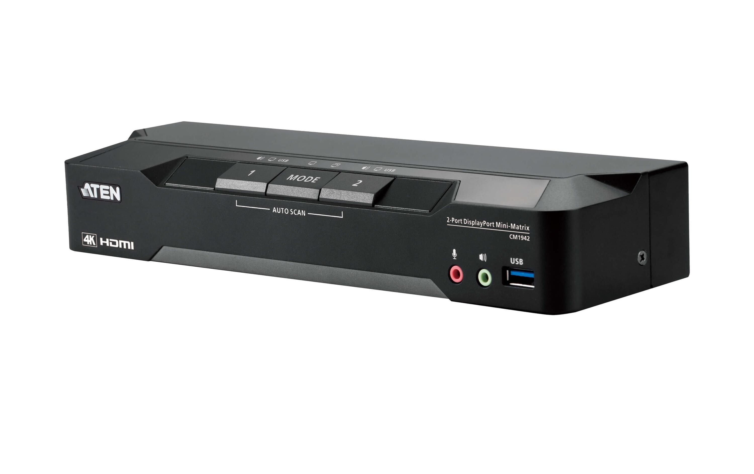 KVM Switch CM1942 DisplayPort, 4K 60Hz<br>2-Port 4K DisplayPort Dual Display Mini-Matrix Boundless KVM-Switch