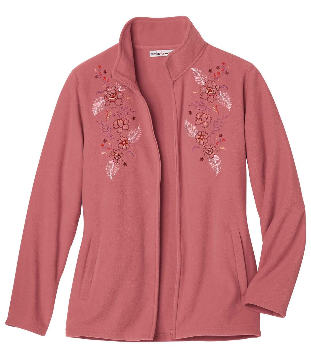 Veste Polaire Zippée Brodée Fleurs