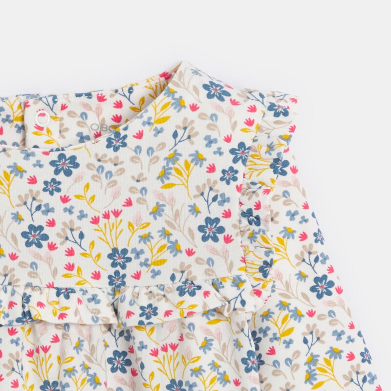 Blouse fantaisie à volants fleurie gris bébé fille Gris ou noir
